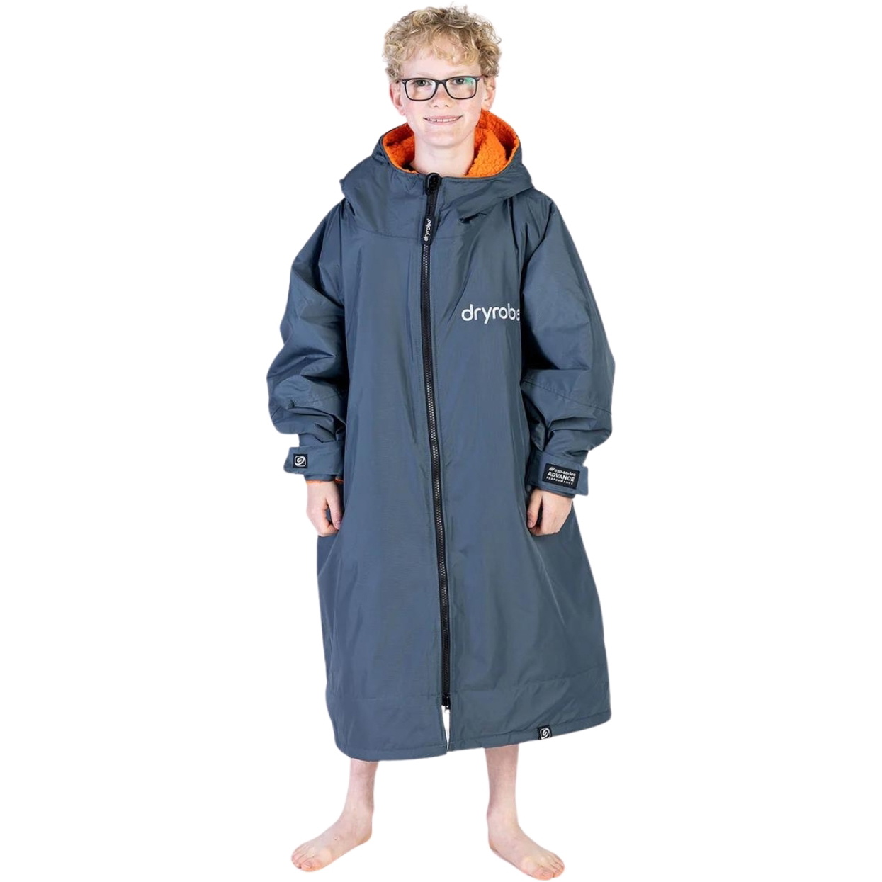 2026 Dryrobe Junior Advance Long Sleeve Changing Robe V3KSLSDA - Dark Grey / Orange